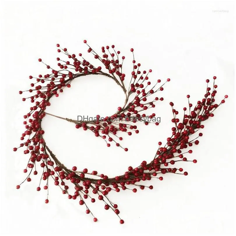 decorative flowers 1 pc/lot factory directly sale 5 feet long artificial foam red berry garland for christmas decorations