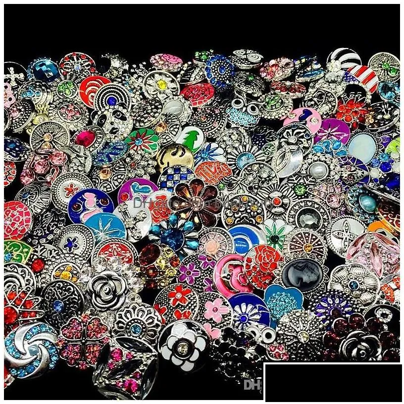 Charm Bracelets Wholesale Bk Lot Mix Styles Ginger Fashion 18Mm Metal Rhinestone Snaps Button Snap Jewelry Brand New Drop Delivery Br