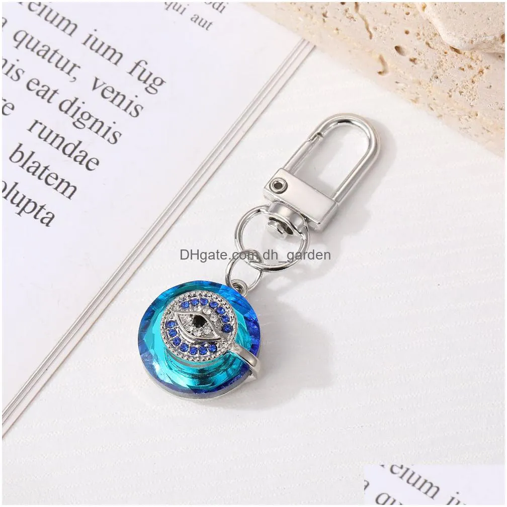 blue rhinestone evil eye keychain gold silver key ring for women men blue eye charms pendant bag car key accessories