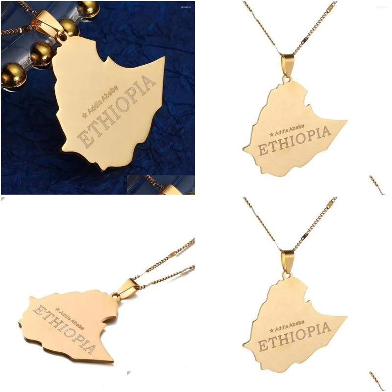 pendant necklaces stainless steel map of ethiopian necklace chain jewelry