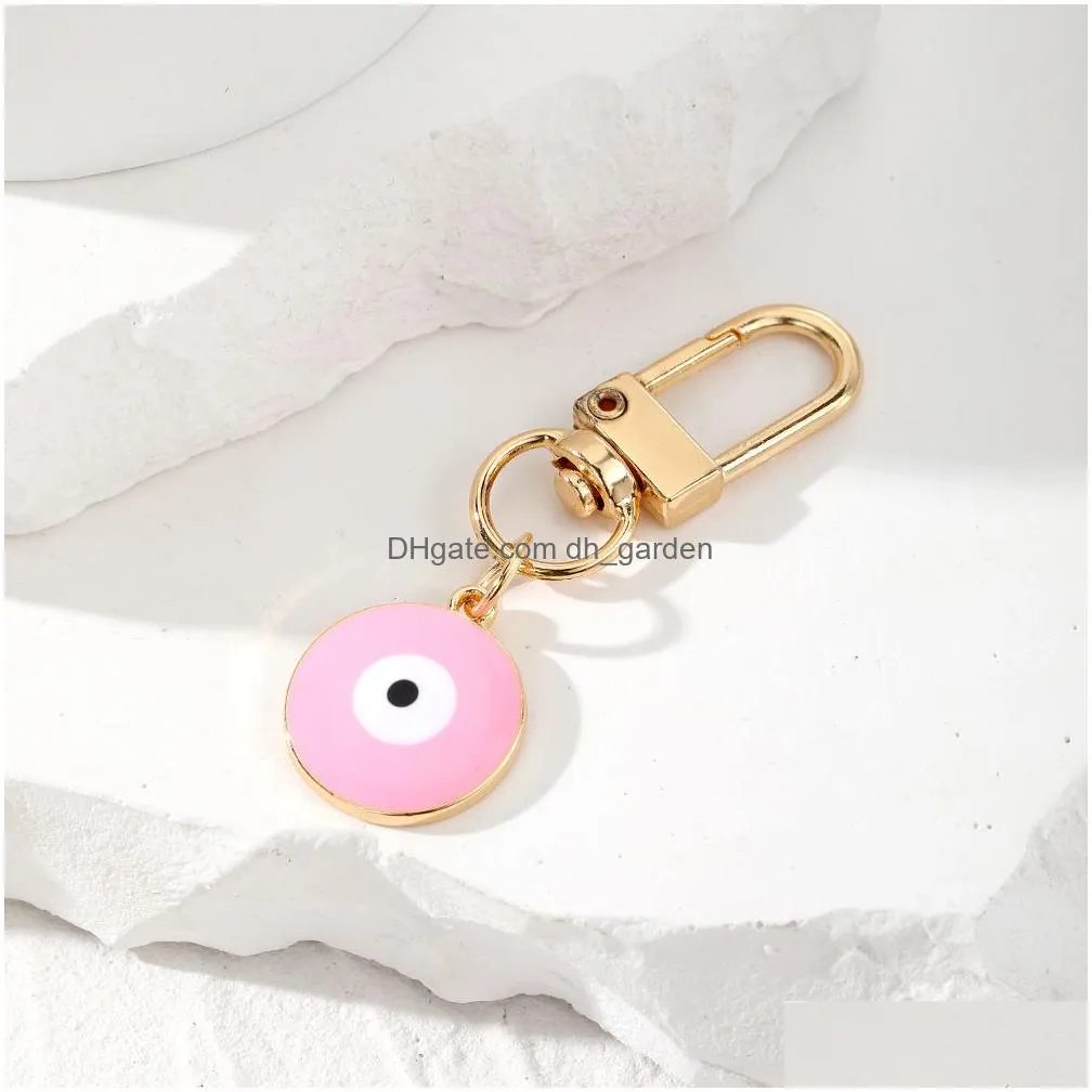 turkish evil eye keychain keyring women men enamel lucky blue eye bag car box phone charm key ring