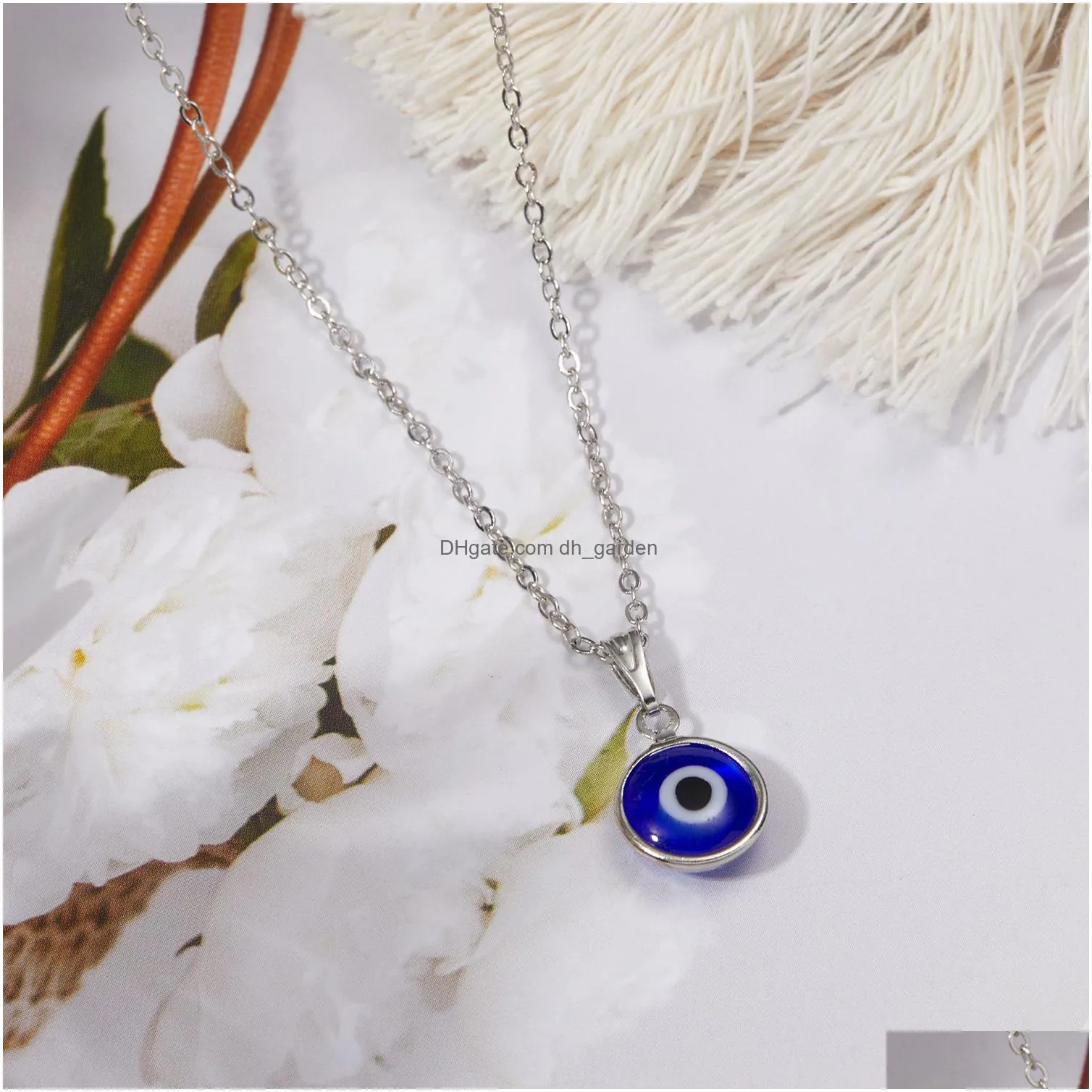 turkish blue evil eye pendants necklaces for women alloy leather chain necklace women girls jewelry good luck