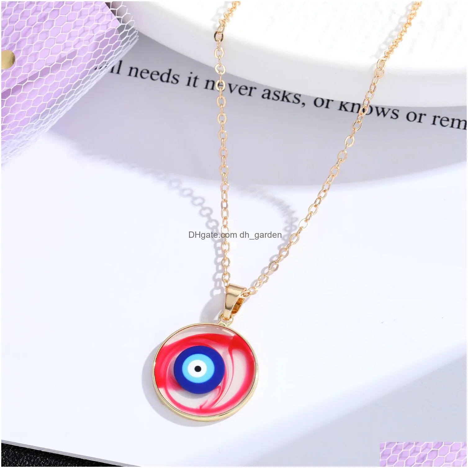 blooming colorful turkish blue evil eye necklace for women new trendy lucky eye clavicle chain choker wedding jewelry