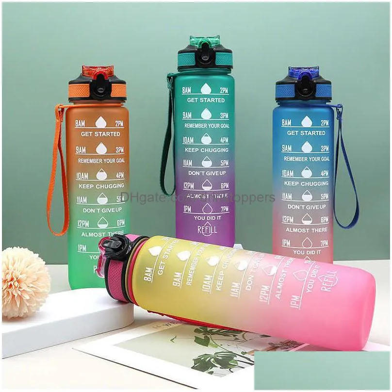 Water Bottles 1 Liter Bottle For Girls Motivational Sport Leakproof Drinking Outdoor Travel Gym Fitness Jug Kitchen Drop Delivery Ho Dhpy5