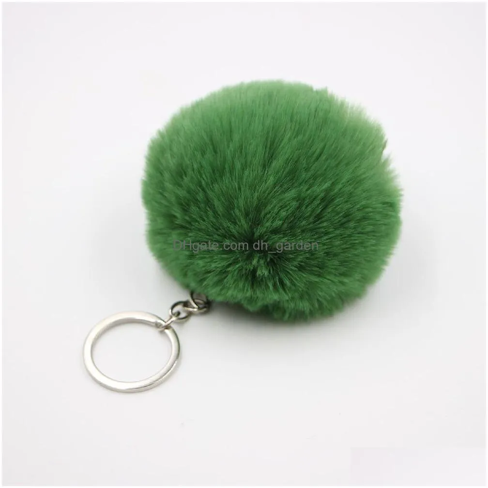 8cm fluffy soft faux fur pom pom keychain like ball car keyring key holder women bag pendant jewelry keychain charms