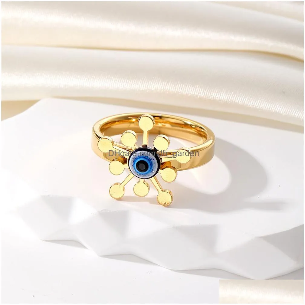 vintage blue evil eye finger ring for women gift jewelry hollow flower turkish lucky eye adjustable party accessories size 17 18 19 20