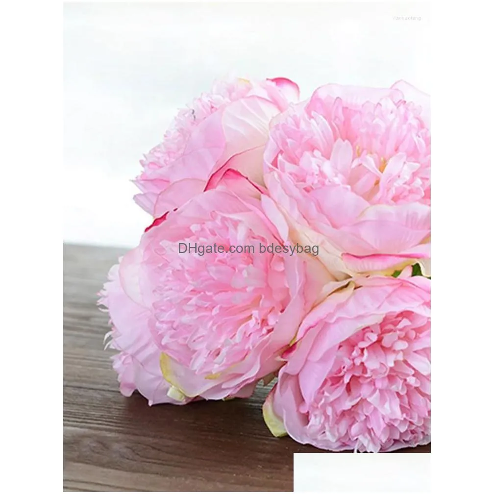 decorative flowers 5 heads artificial peony 33cm silk fake bouquet for bridal wedding floral home decoration