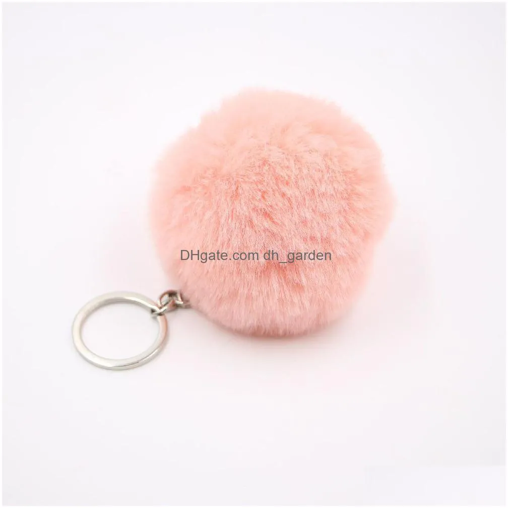 8cm fluffy soft faux fur pom pom keychain like ball car keyring key holder women bag pendant jewelry keychain charms