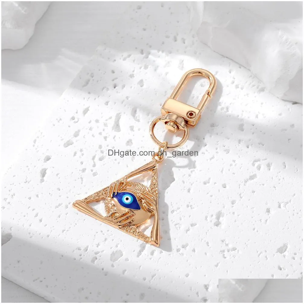 evil eye rhinestone hamsa hand keychain key ring for women men fatima hand blue eye bag car key accessories