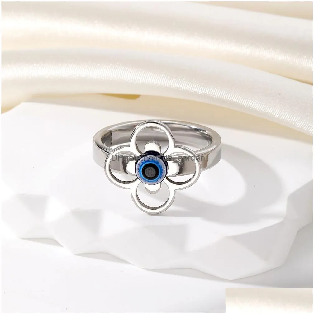 vintage blue evil eye finger ring for women gift jewelry hollow flower turkish lucky eye adjustable party accessories size 17 18 19 20