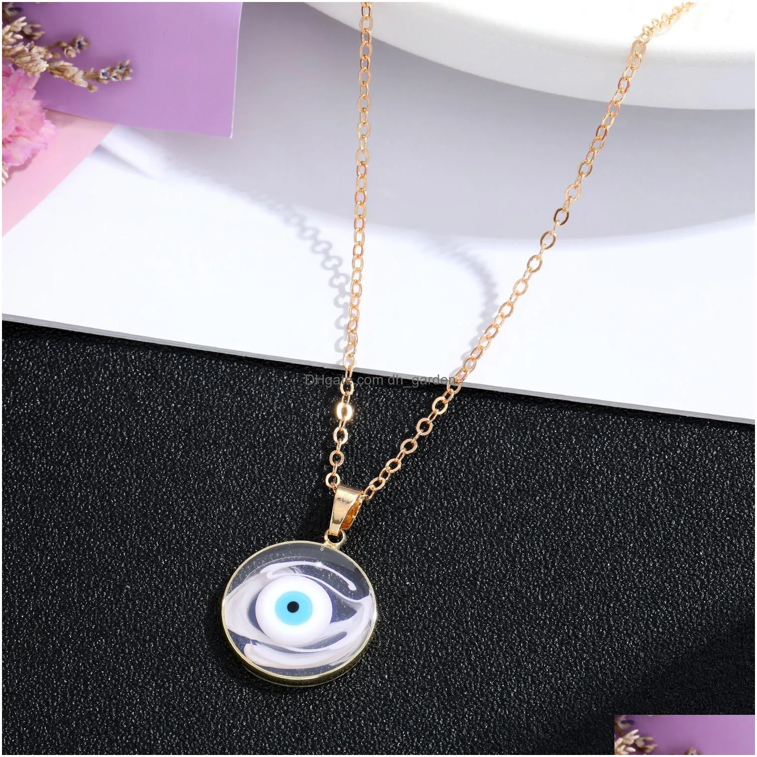 blooming colorful turkish blue evil eye necklace for women new trendy lucky eye clavicle chain choker wedding jewelry