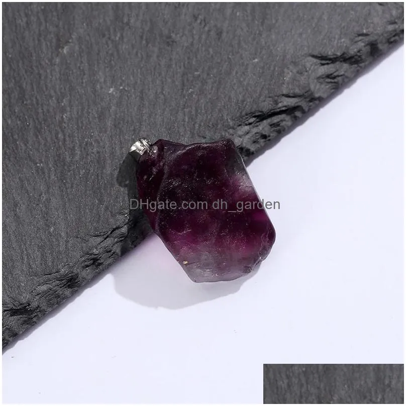 green purple fluorite pendant irregular crystal natural raw stone charms for necklace earrings jewelry making accessory