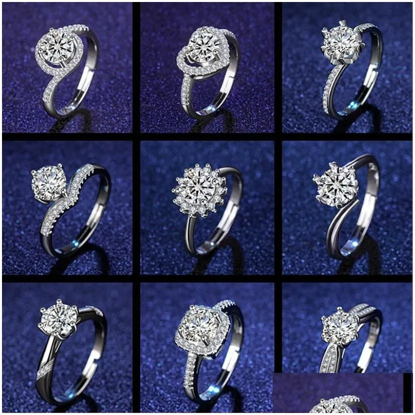 Wholesale of Eight Hearts and Eight Arrows Zircon Imitation Mosang Stone Rings for Women and Mens Six Claw Wedding Rings