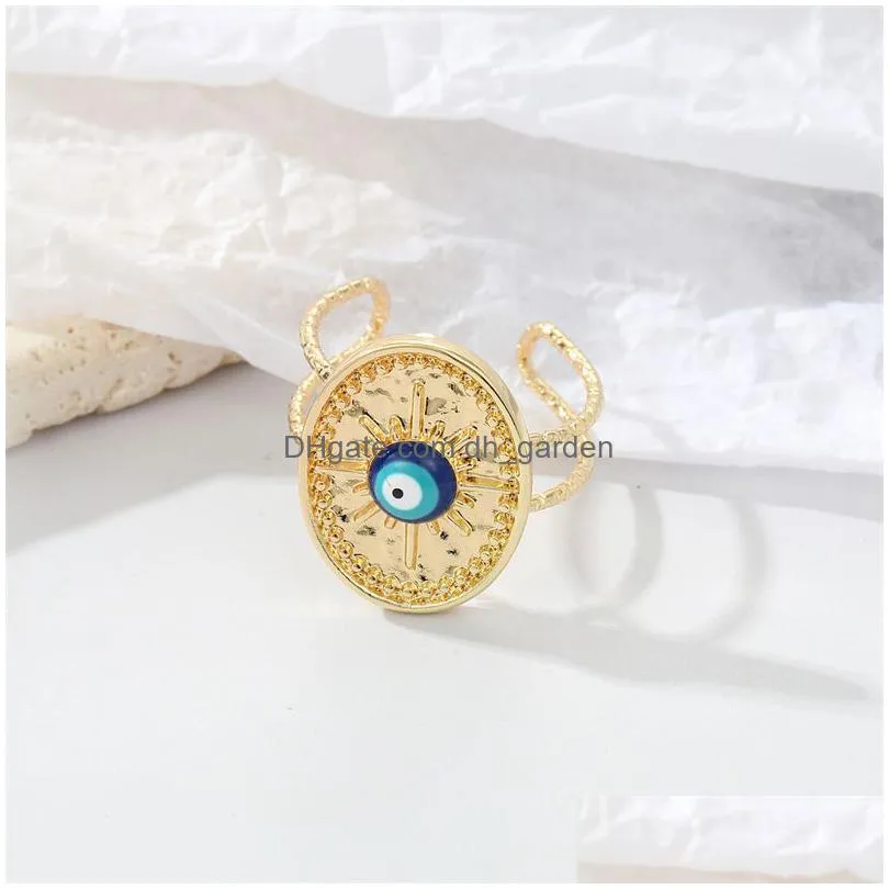 vintage blue evil eye finger ring for women gift jewelry sun shape turkish lucky eye adjustable party accessories