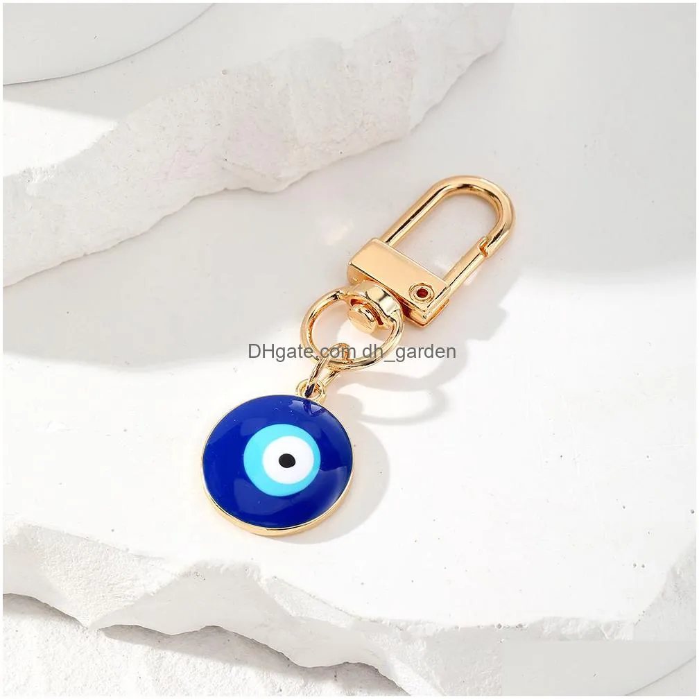 turkish evil eye keychain keyring women men enamel lucky blue eye bag car box phone charm key ring