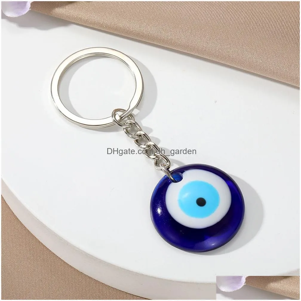 simple turkish evil eye keychain keyring women men enamel lucky blue eye bag car box phone charm key ring