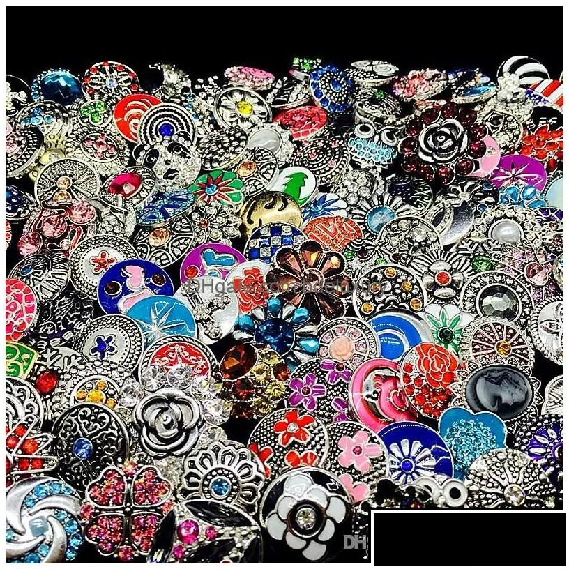 Charm Bracelets Wholesale Bk Lot Mix Styles Ginger Fashion 18Mm Metal Rhinestone Snaps Button Snap Jewelry Brand New Drop Delivery Br