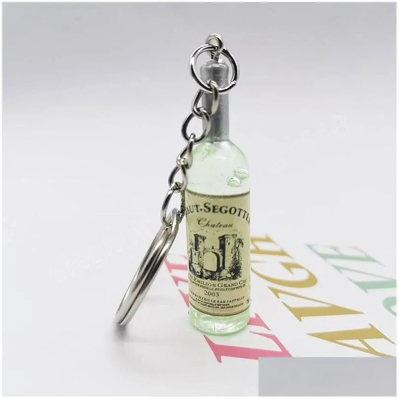 fashion beer wine bottle keychain keyring unisex car bag key pendant creative jewelry gift home el bar table ornaments