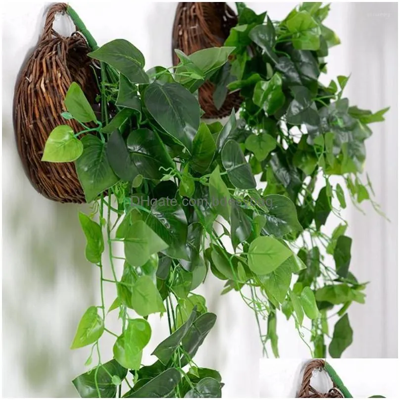 decorative flowers artificial plant vines wall hanging decoration simulation green ivy leaf rattan leaves branches home wedding