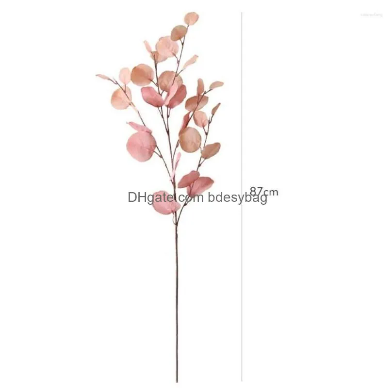 decorative flowers 2pcs leaves branch faux blue pink eucalyptus fake plants