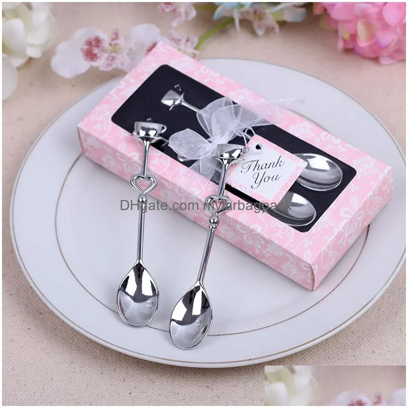 100set 2pcs/set heart shaped love coffee tea measuring spoon wedding decoration lover gift stainless steel dinner tableware sets