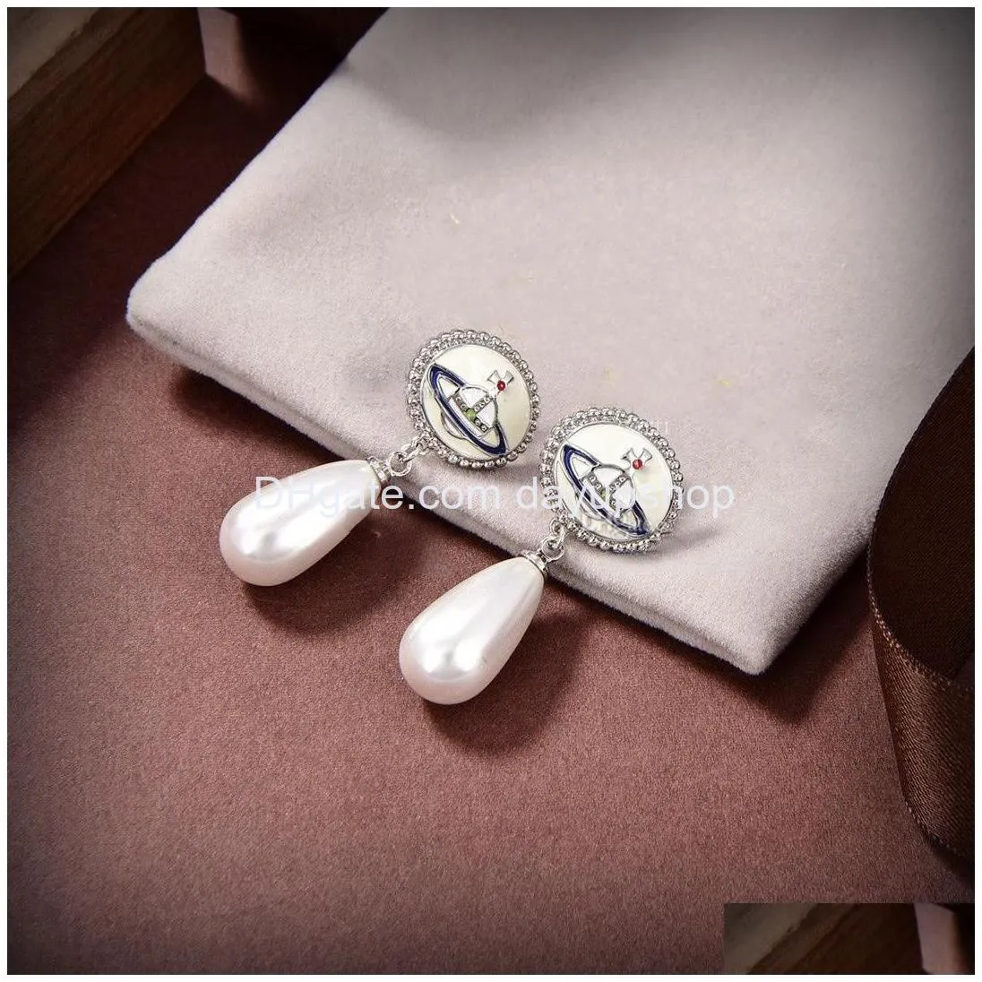 designer trend stud earrings vivian luxury women fashion jewelry earing metal pearl earring cjeweler westwood woman dgdsw