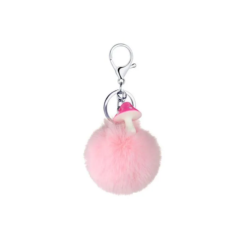 creative resin hair ball key rings creative small gift color mini mushroom hair ball key ring pendant