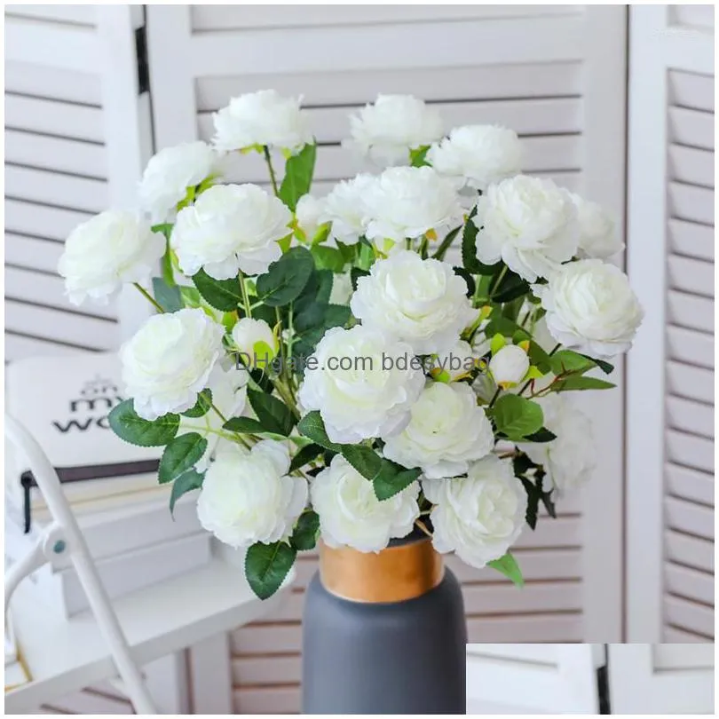 decorative flowers 60cm 3 heads simulation silk rose artificial peony bouquet fake plants pography props home garden wedding