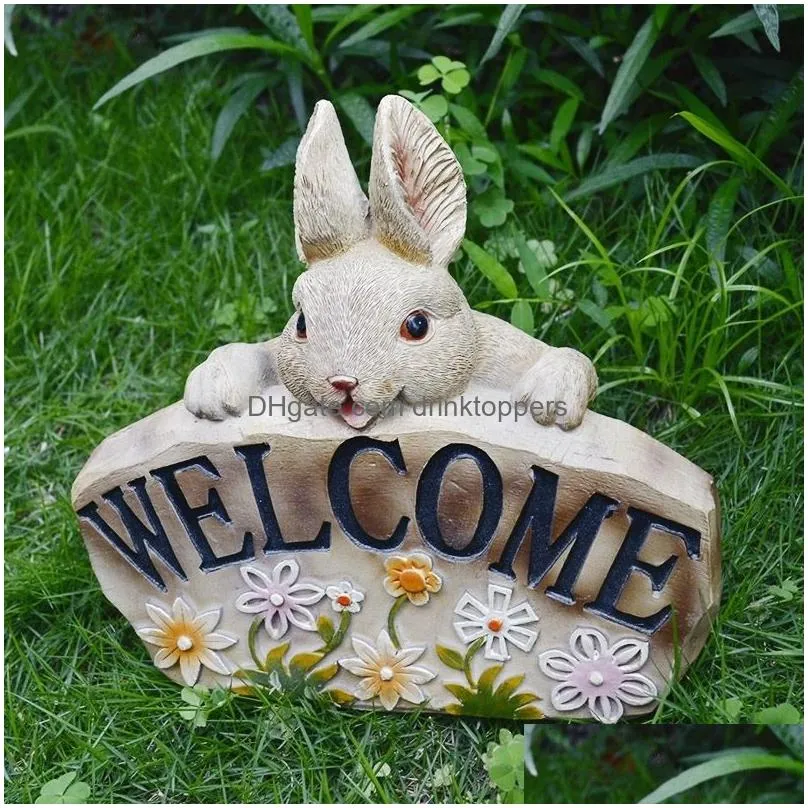 garden decorations cartoon animal bunny welcome sign balcony outdoor garden villa courtyard decoration ornaments garden lawn backyard pavilion