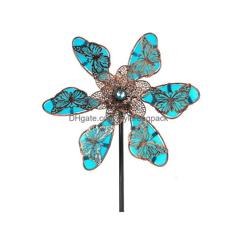 garden decorations iron art luminous windmill garden ground inserted pinwheel outdoor rotatory windmill courtyard windmill garden craft ornament