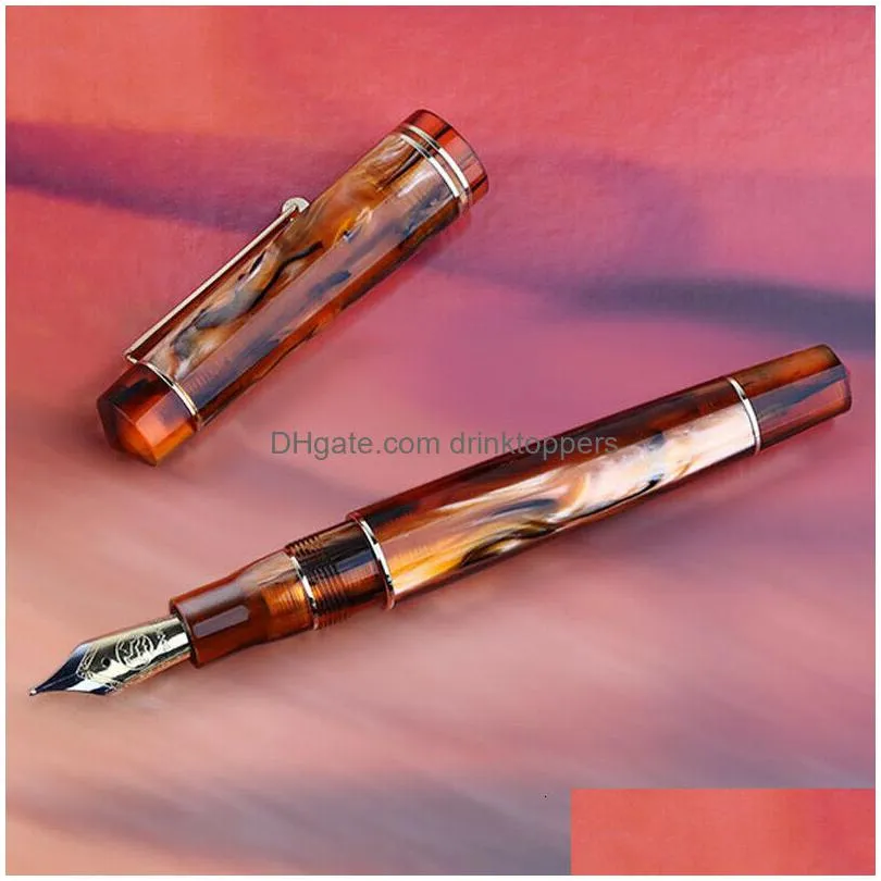 wholesale fountain pens majohn m800 acrylic luxury fountain pen bock nibs f nib ink pen beautiful writing pen office supplies gifts pens