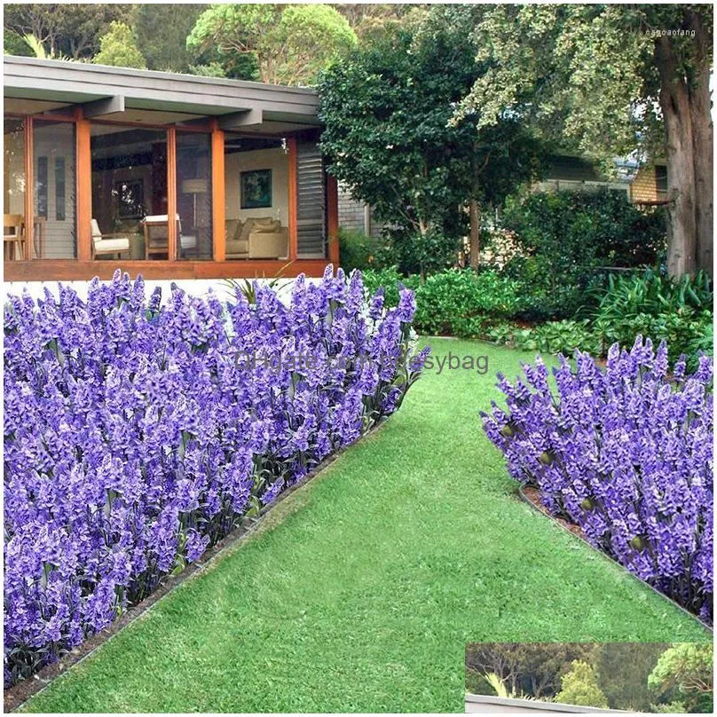 decorative flowers 32cm artificial flower flocking lavender fake outdoor plant wedding home garden restaurant decoration