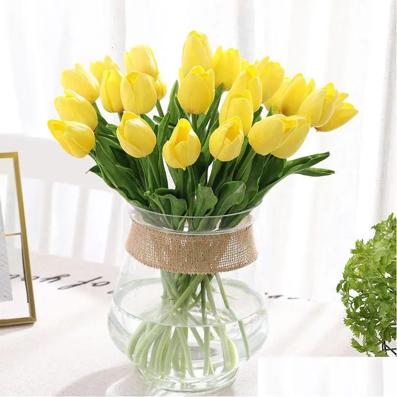 faux floral greenery 31pcs/lot tulips artificial flowers pu calla fake flowers real touch flowers for wedding decoration home party decoration favors