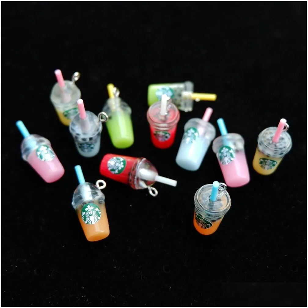 charms kawaii coffee pendants resin cabochon for diy necklace earring keyring jewelry making accessories1