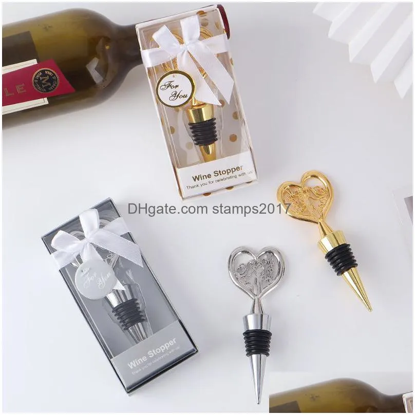 heart shape wine bottle stopper reusable vacuum sealed beer stopper cork for kitchen bar accessories wedding party favors mj1223