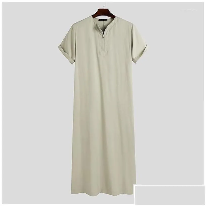 mens casual shirts men muslim kaftan short sleeve solid o neck jubba thobe abaya middle east dubai s arabia islamic mens robes s-5x