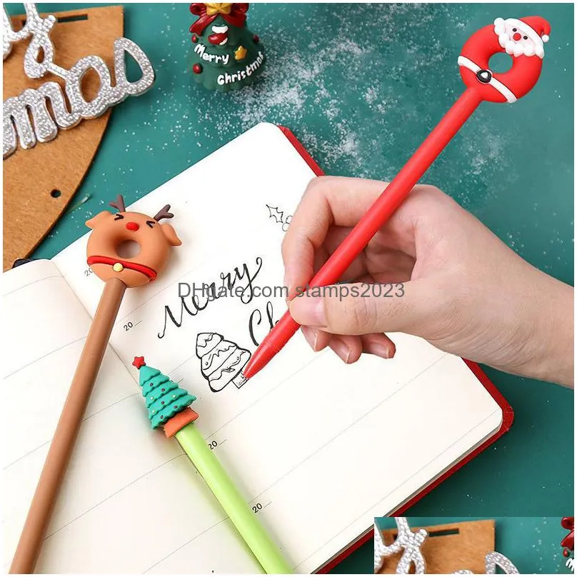 wholesale gel pens 40pcs/lot cute christmas themed gel pen 0.5mm black ink kawaii christmas tree elk santa gift bear pens school office stationary