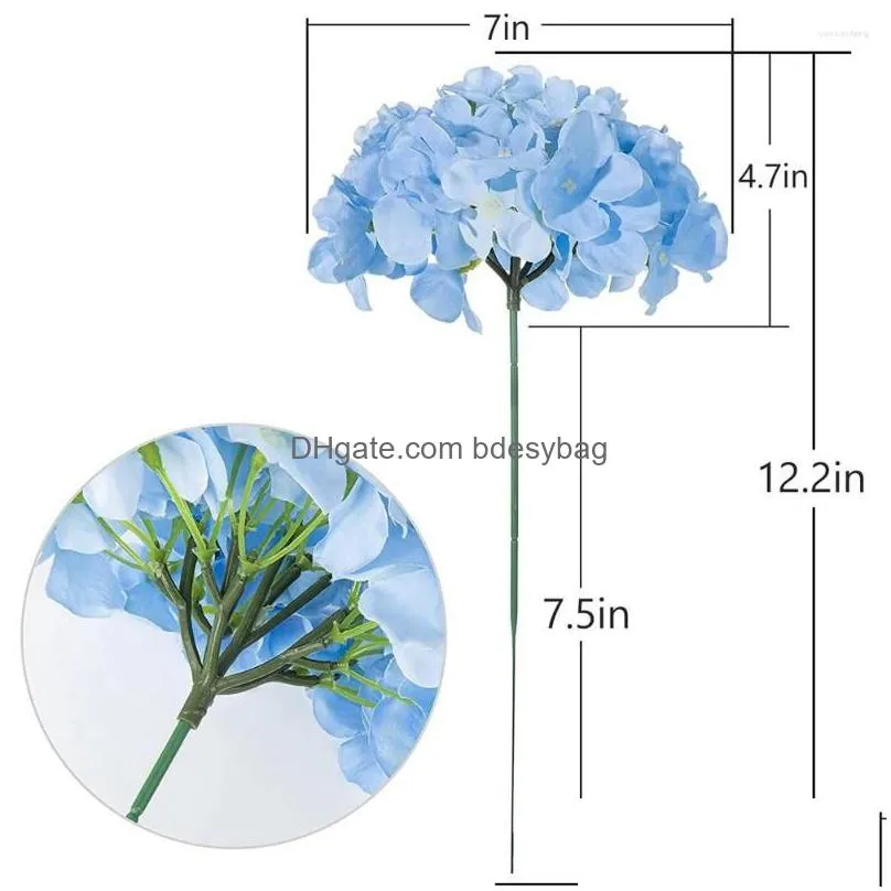 decorative flowers light blue hydrangea silk heads pack of 20 full artificial with stems for wedding