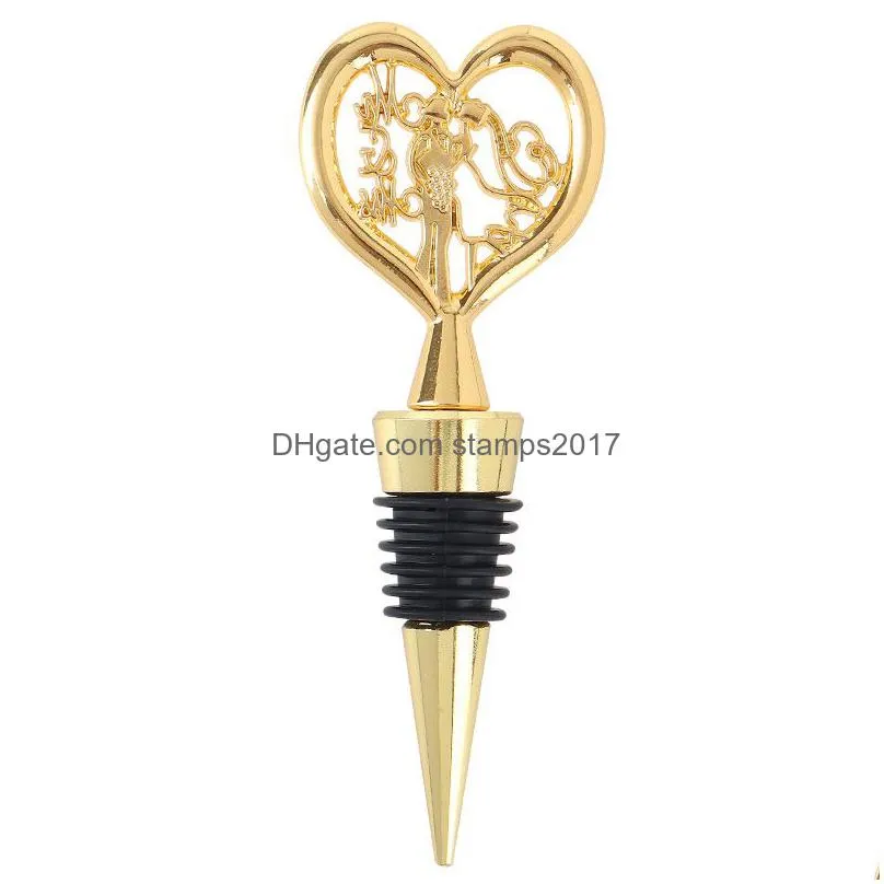 heart shape wine bottle stopper reusable vacuum sealed beer stopper cork for kitchen bar accessories wedding party favors mj1223