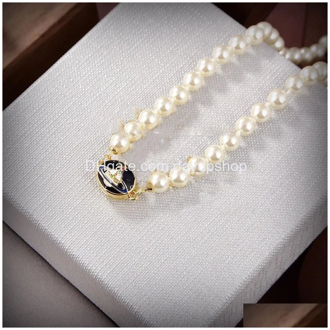 designer brand pendant necklaces letter vivian chokers luxury women fashion jewelry metal pearl necklace cjeweler westwood fdf dgfddf