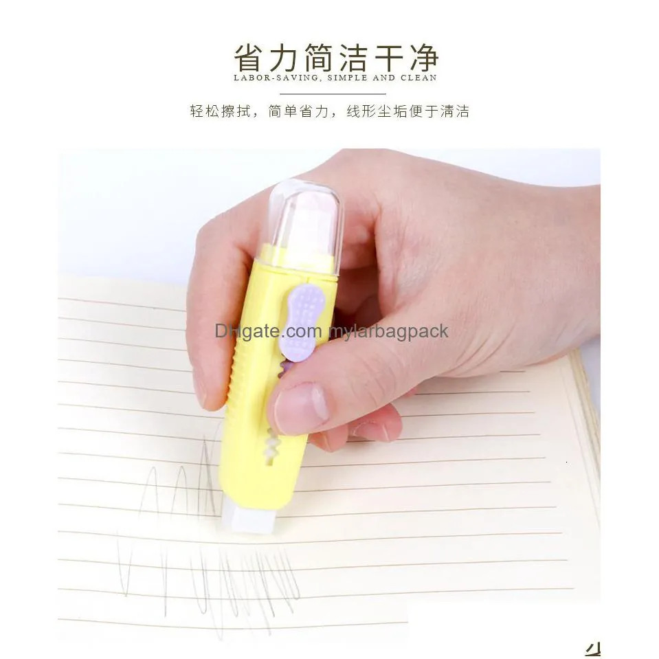 wholesale erasers 24pcs push pull eraser with soft brush pencil rubber kids drawing writing wiping stationery school supplies pencils tool