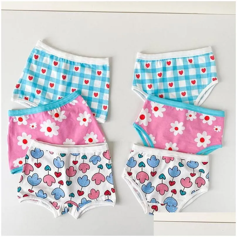 Panties Panties 3 Pcs/Lot Kids For Girls Cotton Cute Underwear Baby Pink Briefs Toddler Funny Shorts Boxers Underpants Children Clothi Dhkkw