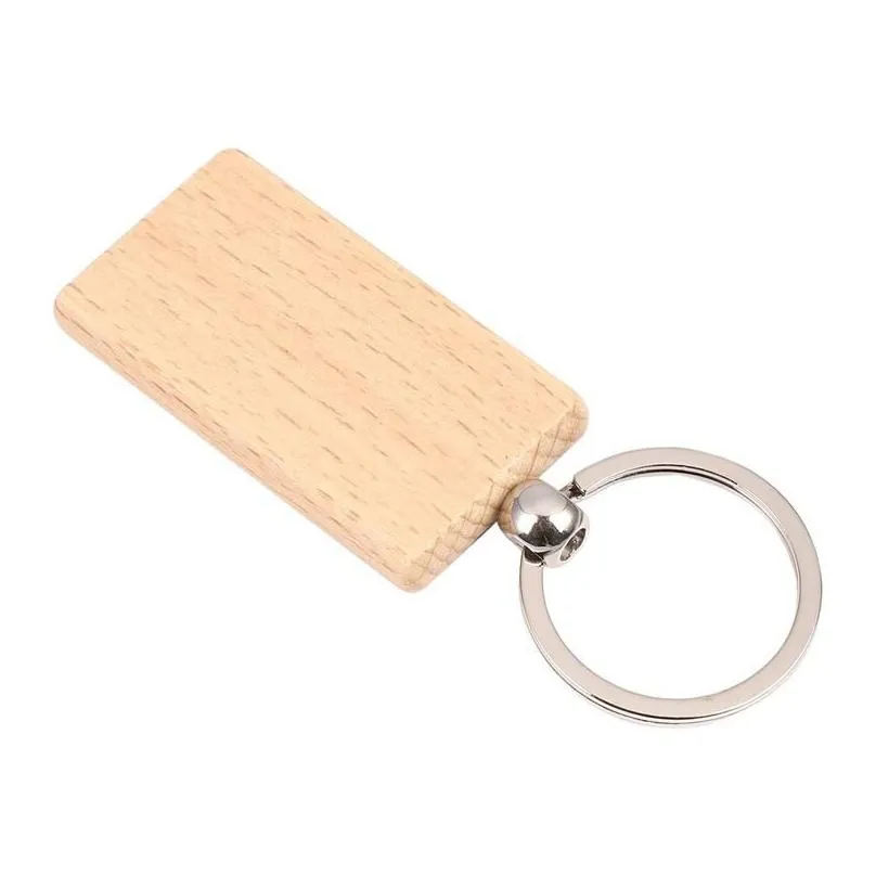 keychains 50 blank wooden keychain rectangular key id can be engraved diy