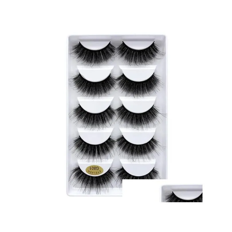 Thick 3D mink hair lashes natural long reusable false eyelashes makeup handmade real mink fur hair soft & vivid drop shipping fake