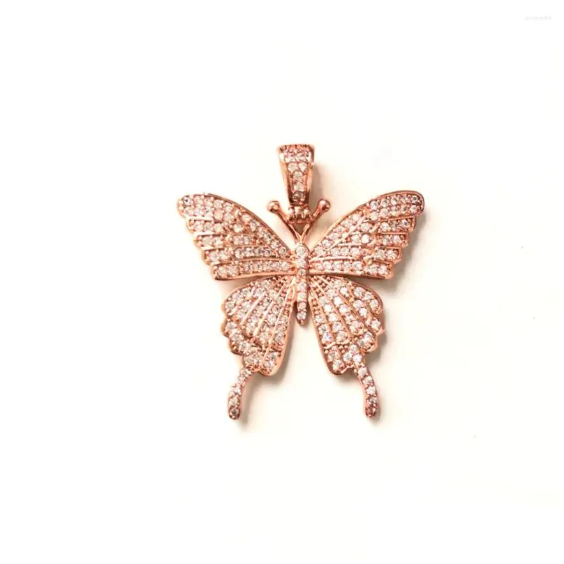charms 5pcs butterfly for women bracelet making bling crystal rhinestone paved pendants necklace handcraft jewelry accessory