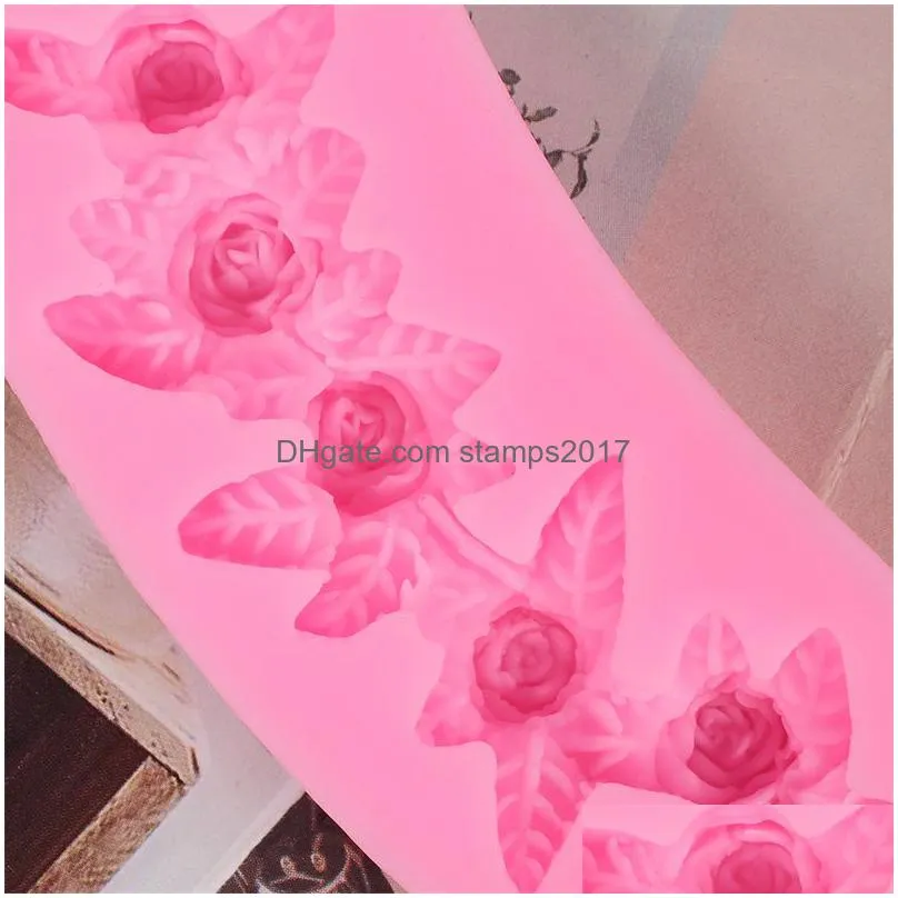 rose flower vine silicone mold handmade candy fondant gum paste cake decoration diy craft drip glue baking supplies mj1232