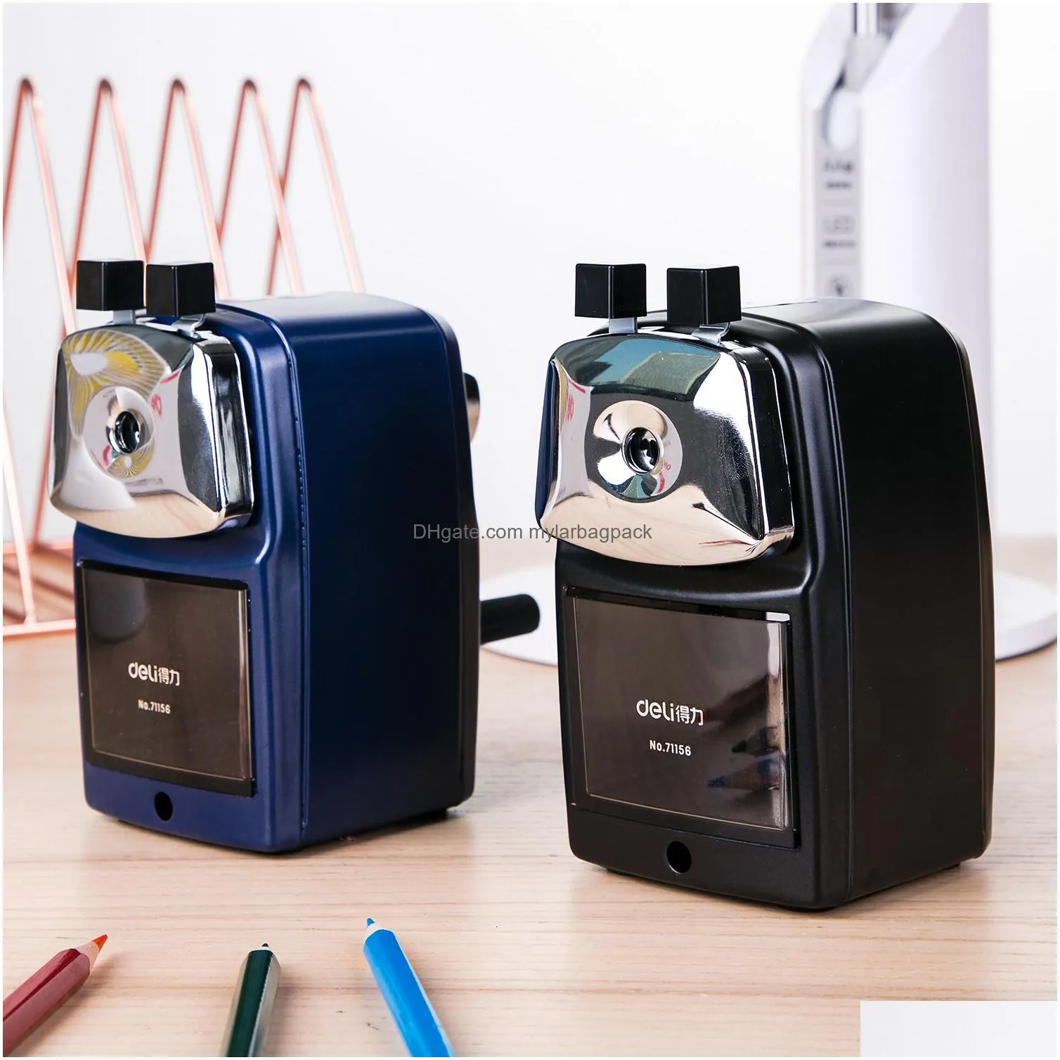 wholesale pencil sharpeners deli hand crank pencil sharpner metal construction tip size adjustable sharpeners for school coloered pencils office staitionery