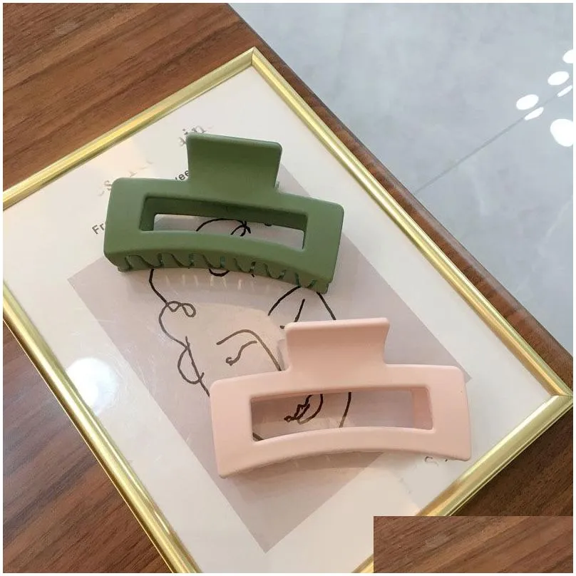 solid color chic frosted hair claws hollow square acetate hair clamps women fashion geometric hairpins barrettes