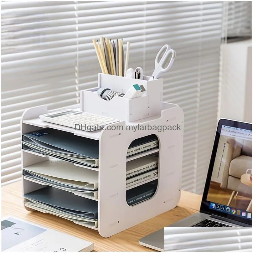 storage holders racks 5 layers multifunction document trays file papepr letter holder stationery storage waterproof desk organizer office accessories