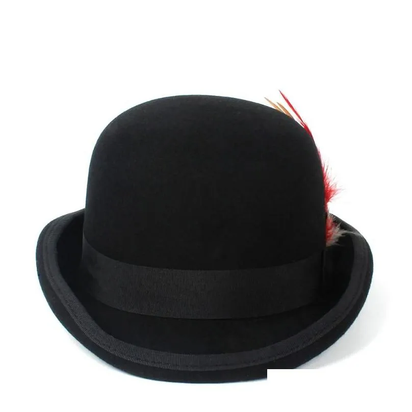 berets 100% australia wool felt bowler hat men women dress tuxedo costume steampunk cap 4szie s m l xlberets beretsberets